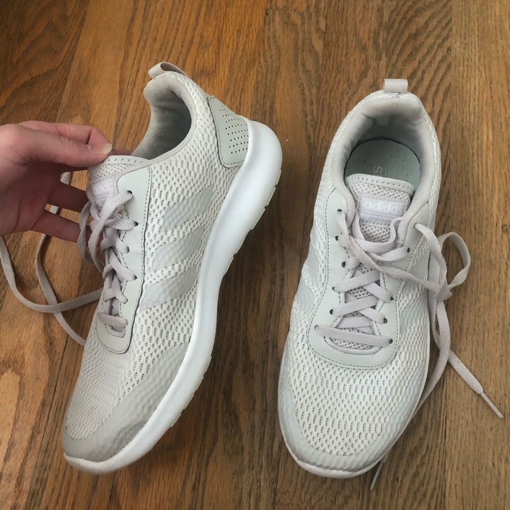 White Adidas cloud foam sneakers